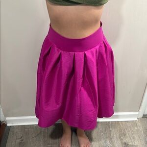Pink Pleated A-Line Midi Skirt for Cocktail Events